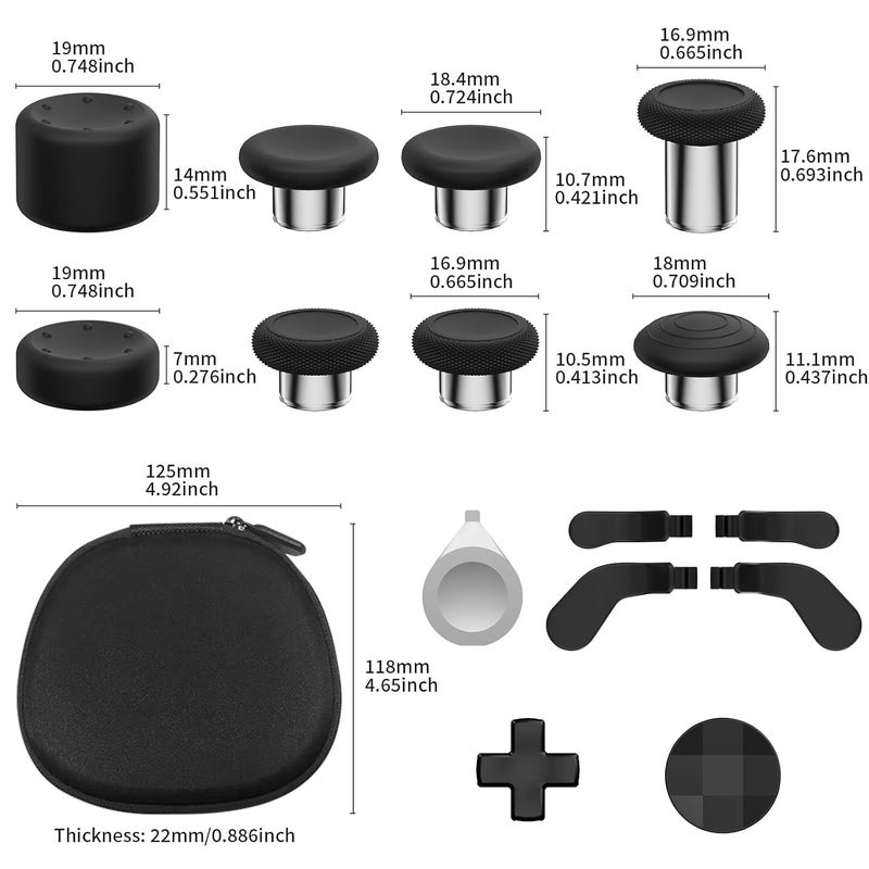CHARM FOCUS 16-in-1 Metal Thumbsticks Replacement Kits for Xbox Elite Series 2, Xbox Elite 2 Controller Accessories, Includes Magnetic Joysticks, Paddles, Silicone Caps, D-Pads, 1 Tool (Blue) - Image 2